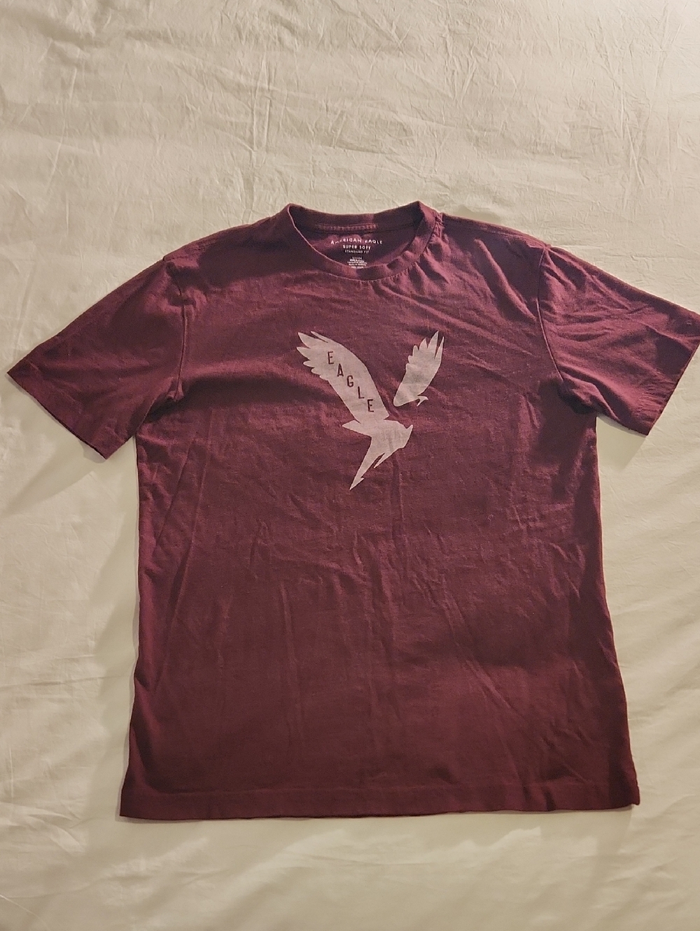 American Eagle Outfitters Burgundy Short-Sleeve Tee with Eagle Graphic